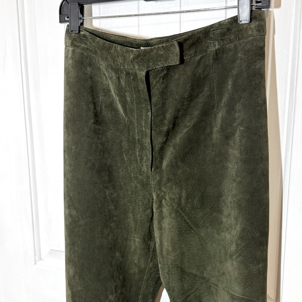 Lord & Taylor 100% Green Leather Pants - Picture 2 of 6